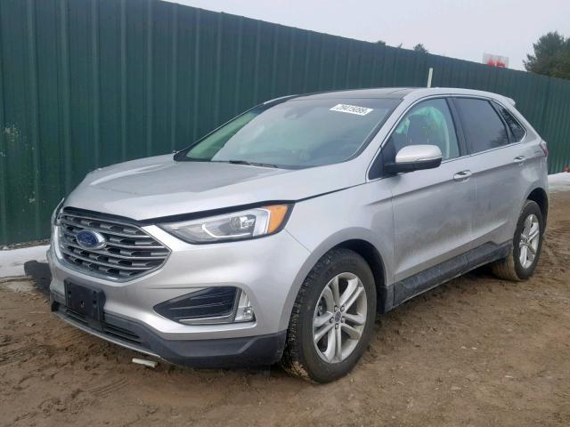 2FMPK4J90KBB19936 - 2019 FORD EDGE SEL SILVER photo 2