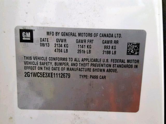 2G1WC5E3XE1112679 - 2014 CHEVROLET IMPALA LIM WHITE photo 10