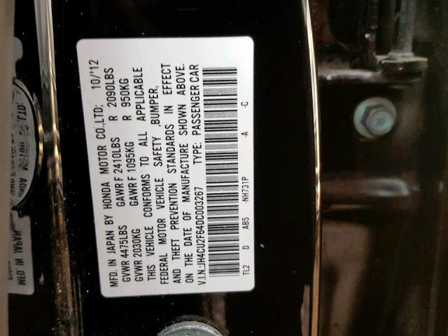 JH4CU2F64DC003267 - 2013 ACURA TSX TECH BLACK photo 10