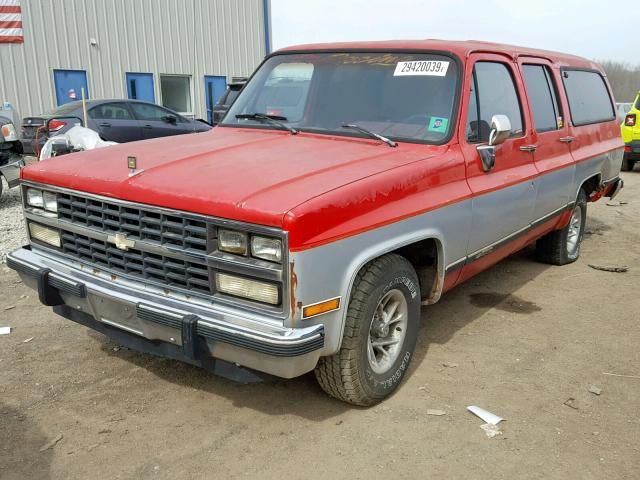 1GNER16K3MF115986 - 1991 CHEVROLET SUBURBAN R RED photo 2