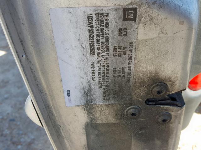 1G2WP52K32F262522 - 2002 PONTIAC GRAND PRIX SILVER photo 10