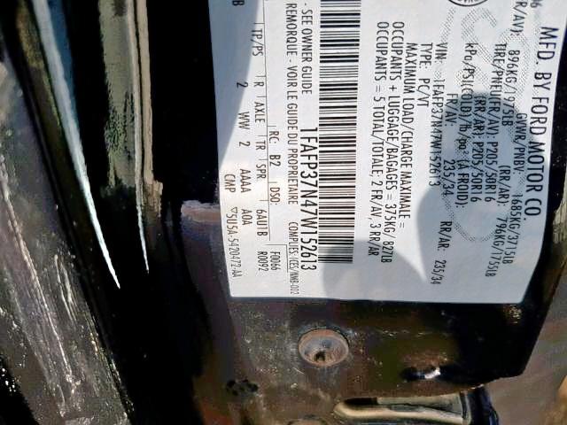 1FAFP37N47W152613 - 2007 FORD FOCUS ZX5 BLACK photo 9