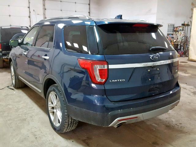 1FM5K8FH6HGB05622 - 2017 FORD EXPLORER L BLUE photo 3