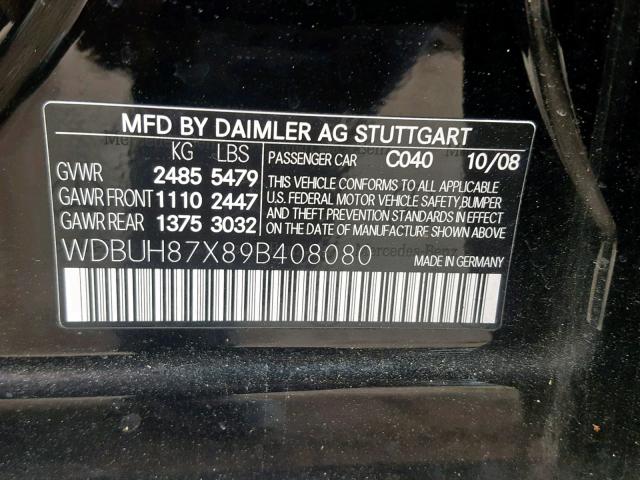 WDBUH87X89B408080 - 2009 MERCEDES-BENZ E 350 4MAT BLACK photo 10