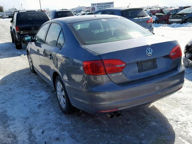 3VW1K7AJ5BM085736 - 2011 VOLKSWAGEN JETTA BASE GRAY photo 3