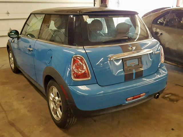 WMWSU3C53DT687501 - 2013 MINI COOPER BLUE photo 3