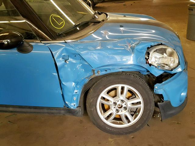 WMWSU3C53DT687501 - 2013 MINI COOPER BLUE photo 9