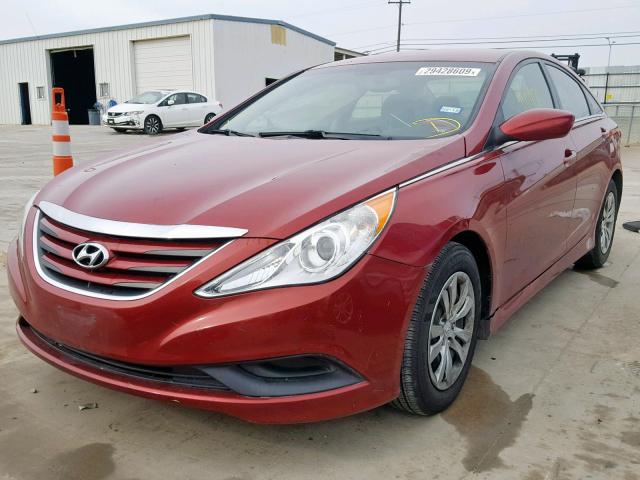 5NPEB4AC8EH823186 - 2014 HYUNDAI SONATA GLS BURGUNDY photo 2