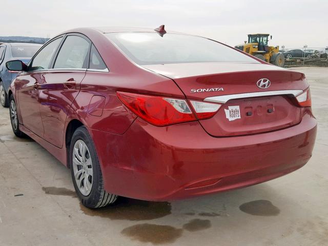 5NPEB4AC8EH823186 - 2014 HYUNDAI SONATA GLS BURGUNDY photo 3