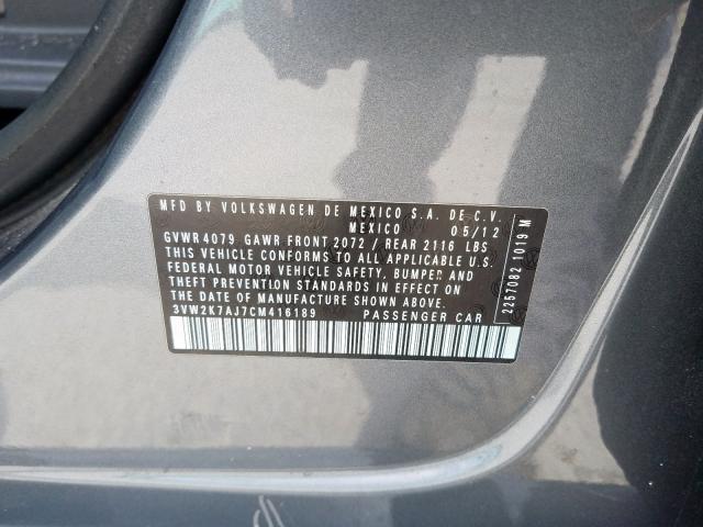 3VW2K7AJ7CM416189 - 2012 VOLKSWAGEN JETTA BASE  ფოტო 10