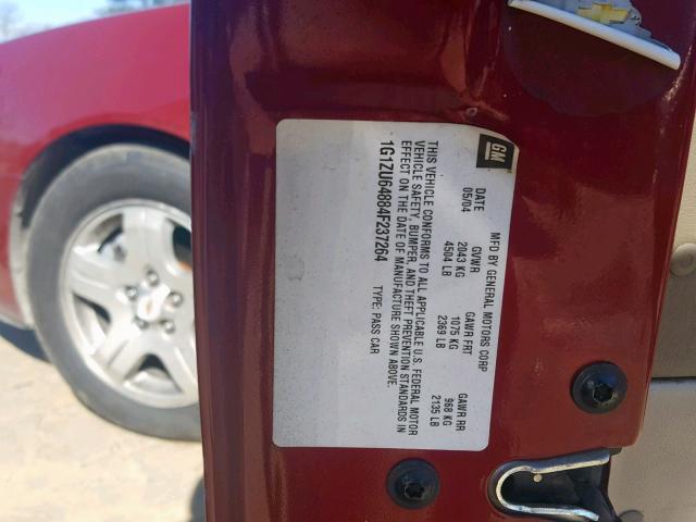 1G1ZU64884F237264 - 2004 CHEVROLET MALIBU MAX 栗色 照片 10