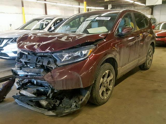 2HKRW2H86HH675054 - 2017 HONDA CR-V EXL MAROON photo 2