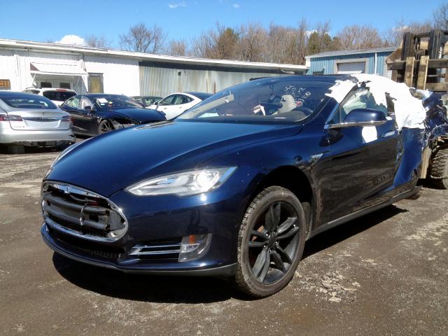 5YJSA1H17EFP42283 - 2014 TESLA MODEL S BLUE photo 2