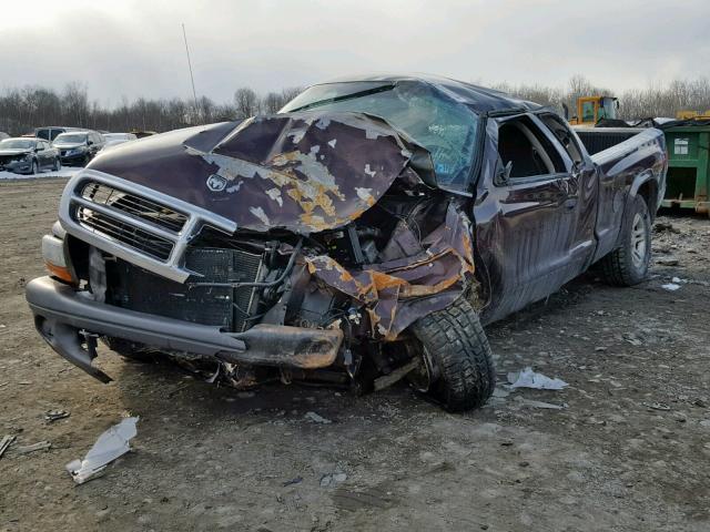 1D7HG12K14S595282 - 2004 DODGE DAKOTA SXT BROWN photo 2