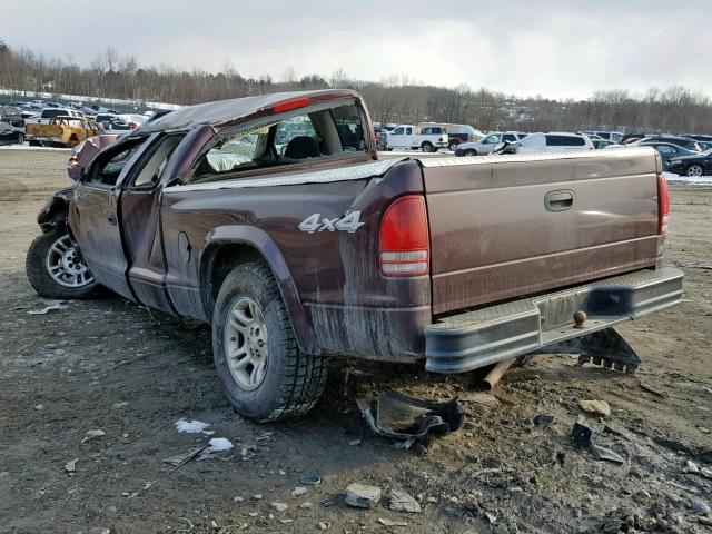 1D7HG12K14S595282 - 2004 DODGE DAKOTA SXT BROWN photo 3