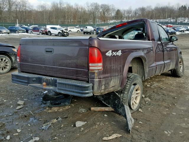 1D7HG12K14S595282 - 2004 DODGE DAKOTA SXT BROWN photo 4