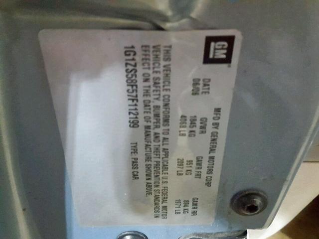 1G1ZS58F57F112199 - 2007 CHEVROLET MALIBU LS BLUE photo 10