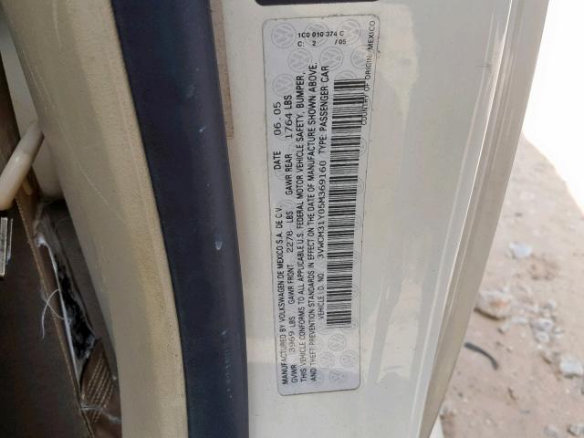 3VWCM31Y05M369160 - 2005 VOLKSWAGEN NEW BEETLE Krem foto 10