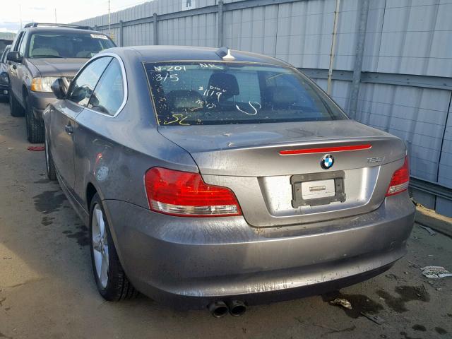 WBAUP9C50BVL90710 - 2011 BMW 128 I GRAY photo 3