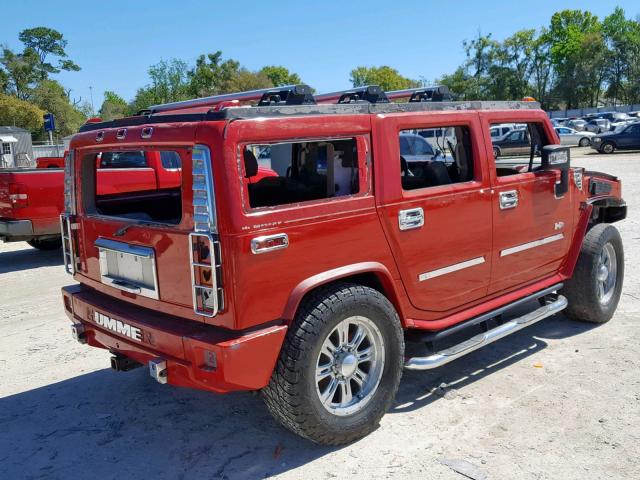 5GRGN23UX4H114846 - 2004 HUMMER H2 RED photo 4