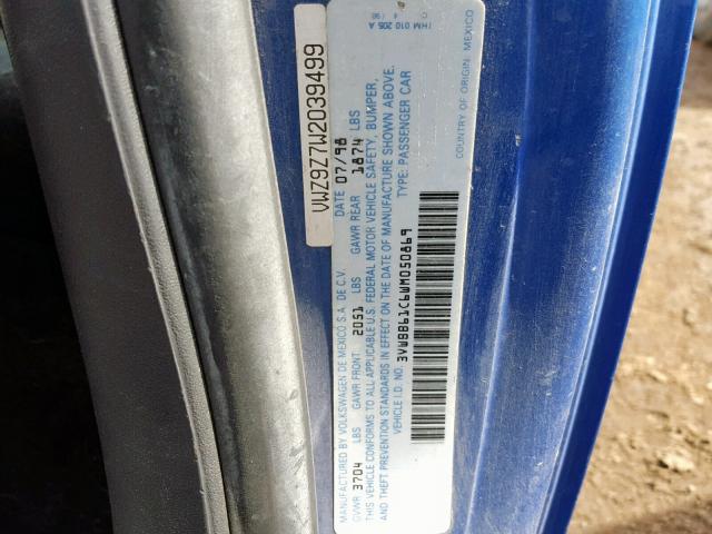 3VWBB61C6WM050869 - 1998 VOLKSWAGEN NEW BEETLE Blau Foto 10