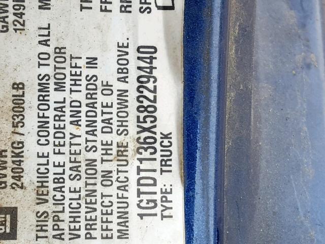 1GTDT136X58229440 - 2005 GMC CANYON BLUE photo 10