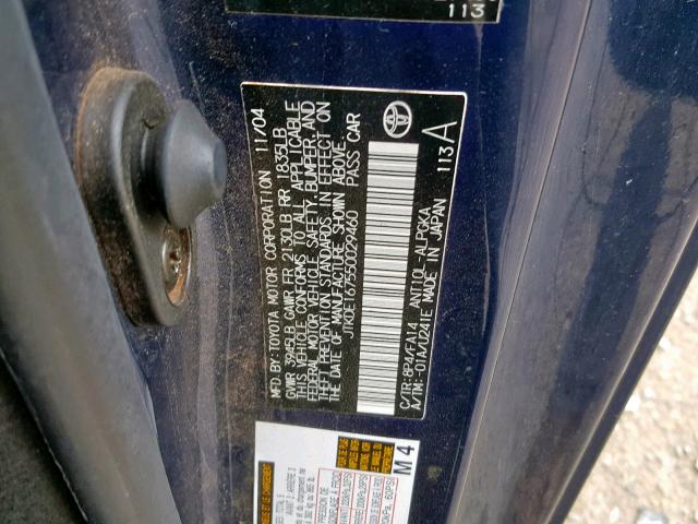 JTKDE167550029460 - 2005 TOYOTA SCION TC ლურჯი ფოტო 10