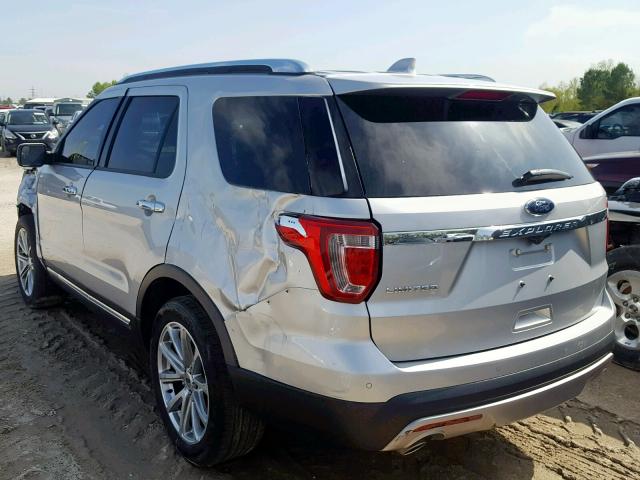 1FM5K7F83HGB47725 - 2017 FORD EXPLORER L SILVER photo 3