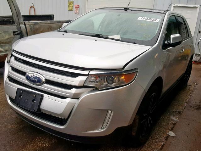 2FMDK3J99DBA91456 - 2013 FORD EDGE SEL SILVER photo 2