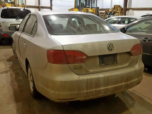 3VW2K7AJ3DM442869 - 2013 VOLKSWAGEN JETTA BASE GRAY photo 3