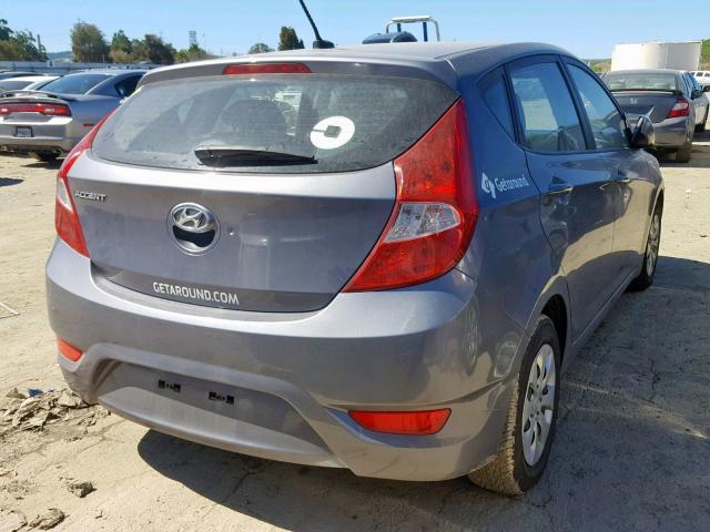 KMHCT5AE3GU263755 - 2016 HYUNDAI ACCENT SE CHARCOAL photo 4