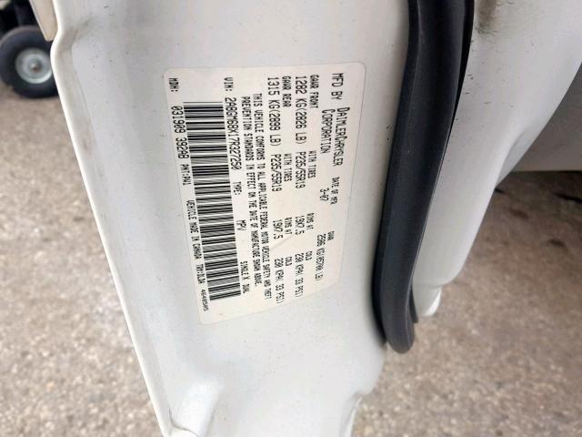 2A8GM68X17R327250 - 2007 CHRYSLER PACIFICA T WHITE photo 10