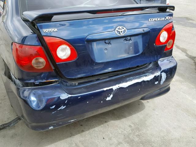 2T1BY32E85C376499 - 2005 TOYOTA COROLLA XR BLUE photo 9