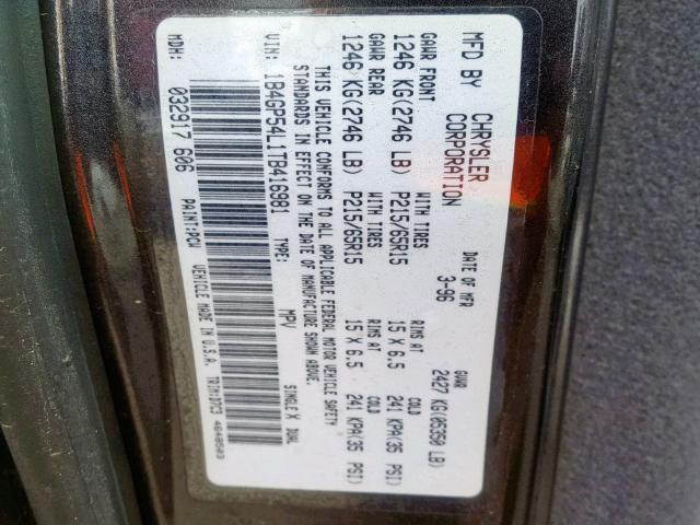 1B4GP54L1TB416981 - 1996 DODGE GRAND CARA GRAY photo 10