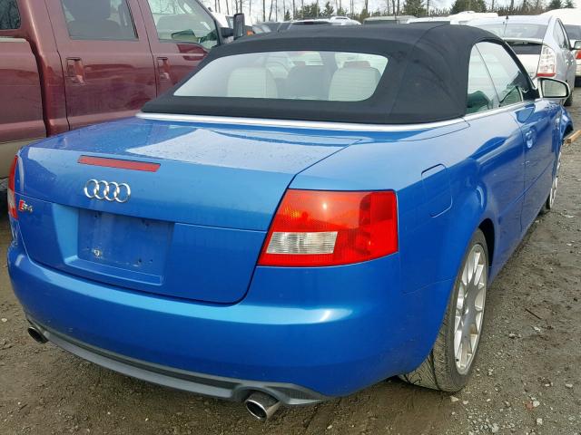 WUARL48H26K900768 - 2006 AUDI S4 QUATTRO BLUE photo 4