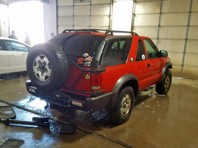 1GNCT18X14K113338 - 2004 CHEVROLET BLAZER RED photo 4