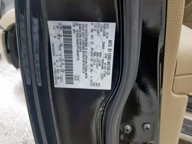 1FMEU64E97UB28772 - 2007 FORD EXPLORER E BLACK photo 10