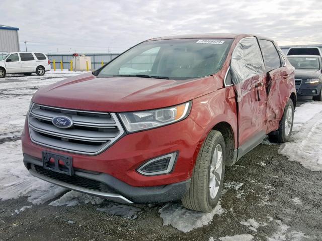 2FMPK4J91FBB74529 - 2015 FORD EDGE SEL MAROON photo 2