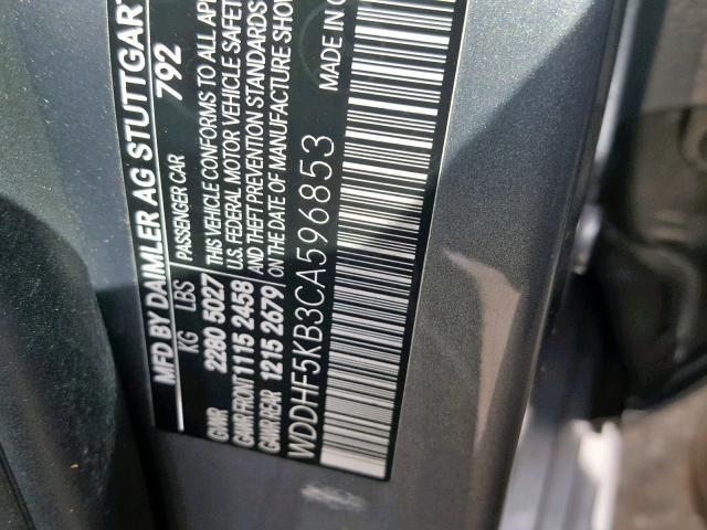 WDDHF5KB3CA596853 - 2012 MERCEDES-BENZ E 350 SILVER photo 10