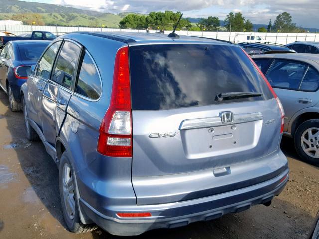 JHLRE4H74AC014083 - 2010 HONDA CR-V EXL BLUE photo 3