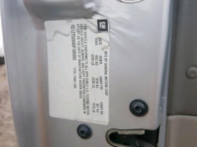 1G1ZT52845F186993 - 2005 CHEVROLET MALIBU LS 银色 照片 10