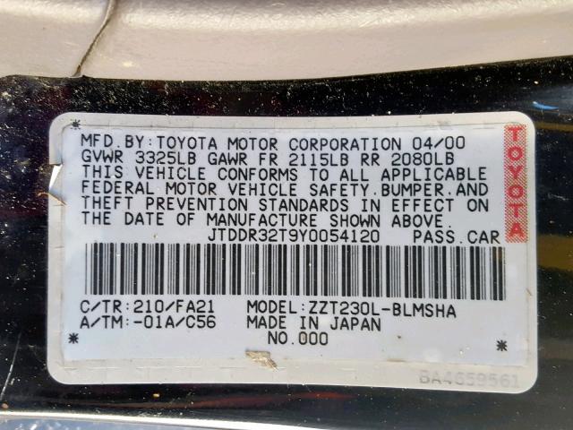 JTDDR32T9Y0054120 - 2000 TOYOTA CELICA GT BLUE photo 10