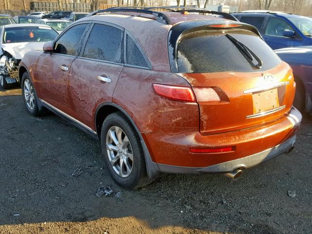 JNRAS08W77X208465 - 2007 INFINITI FX35 ORANGE photo 3