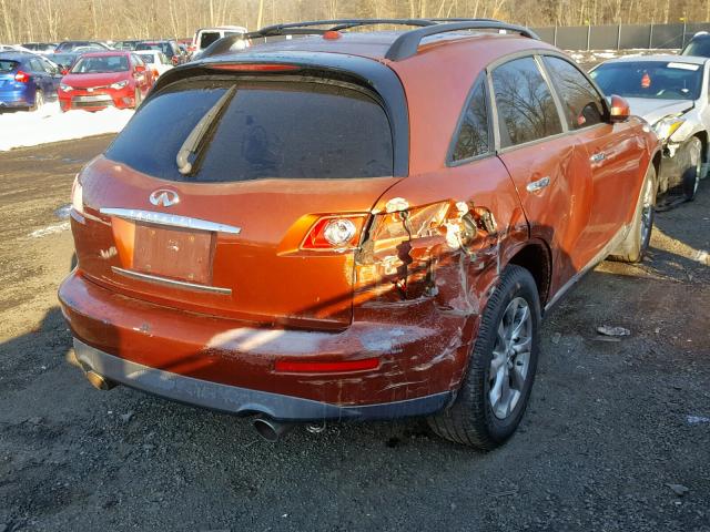 JNRAS08W77X208465 - 2007 INFINITI FX35 ORANGE photo 4