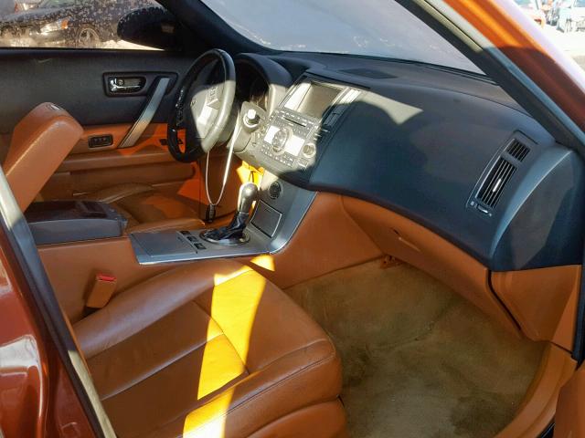 JNRAS08W77X208465 - 2007 INFINITI FX35 ORANGE photo 5