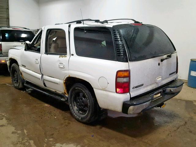 1GNEK13T11R185997 - 2001 CHEVROLET TAHOE K150 WHITE photo 3