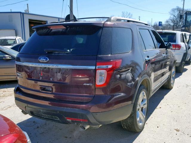 1FMHK8F85BGA72844 - 2011 FORD EXPLORER L BURGUNDY photo 4