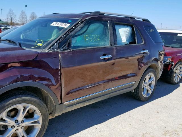 1FMHK8F85BGA72844 - 2011 FORD EXPLORER L BURGUNDY photo 9