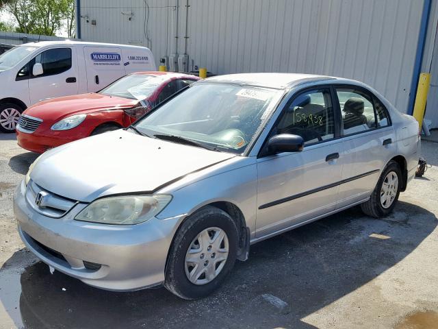 2HGES16355H561905 - 2005 HONDA CIVIC DX V SILVER photo 2