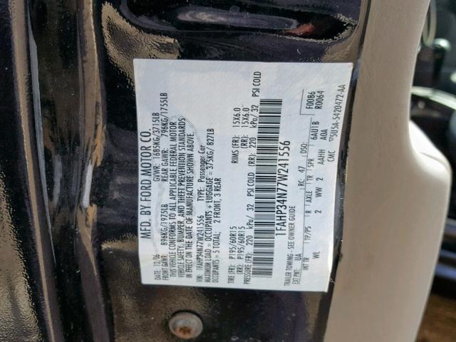 1FAHP34N77W241556 - 2007 FORD FOCUS ZX4 BLACK photo 10